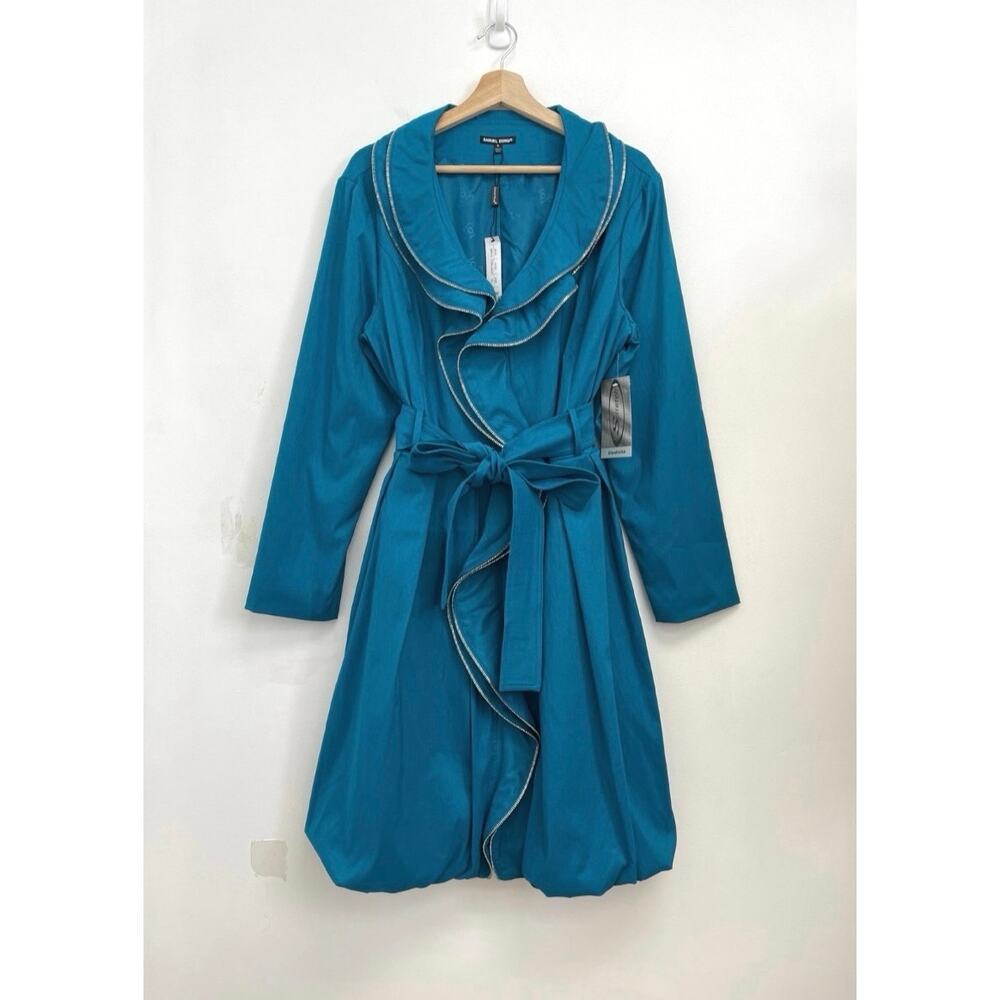 NWT Samuel Dong Bubble Art to Wear Trench Coat Dress Ruffle Zipper Collar XL